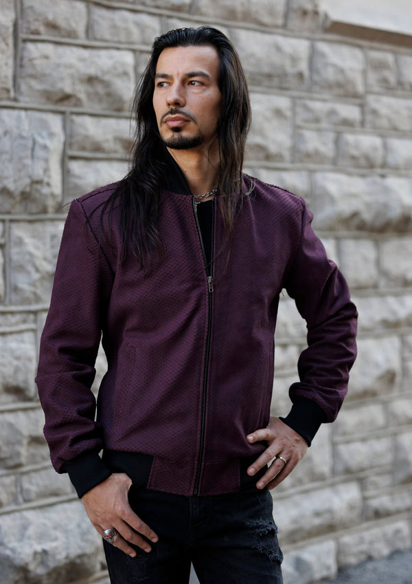 Gianni Embossed Purple Snakeskin Leather Jacket