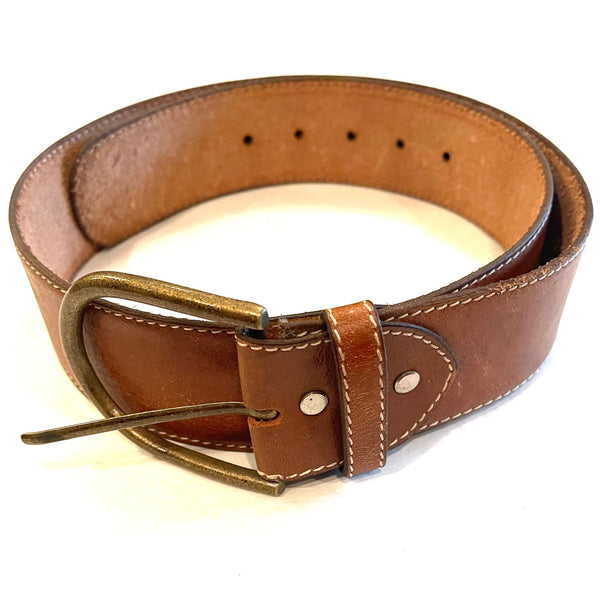 Isabel Cognac Round Buckle Leather Belt