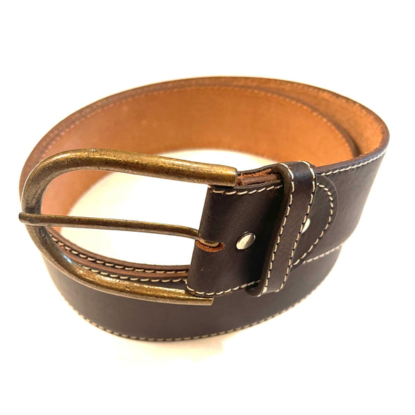 Isabel Black Round Buckle Leather Belt