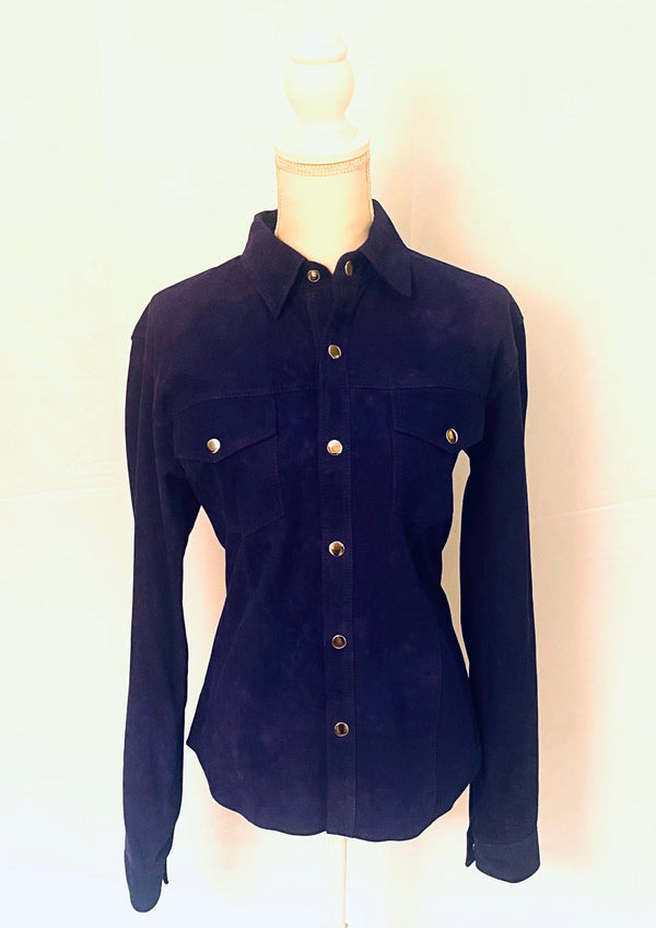 Candle Blue Sapphire Leather Shirt