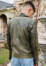 Simon Green Distressed Goat Leather Moto Jacket
