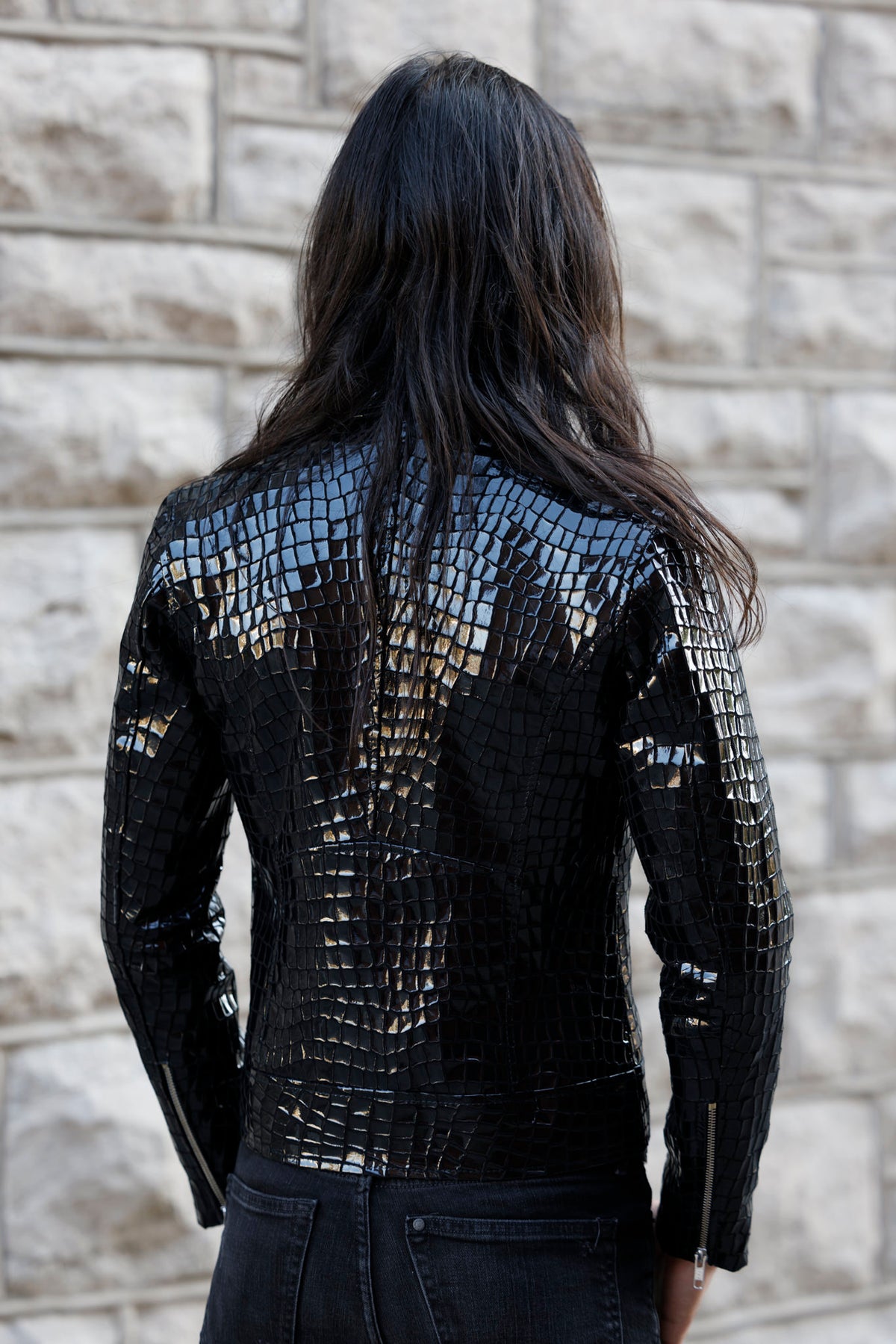 Custom 33 - Croc Goat Moto Leather Jacket – La Pelle - Designer