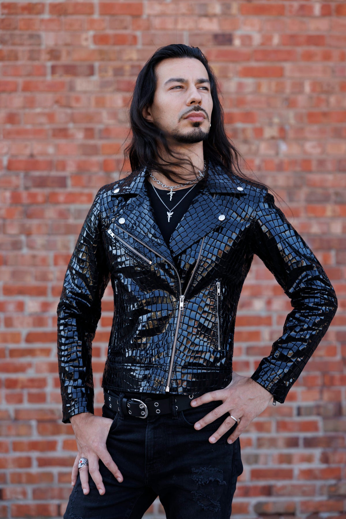 Custom 33 - Croc Goat Moto Leather Jacket – La Pelle - Designer