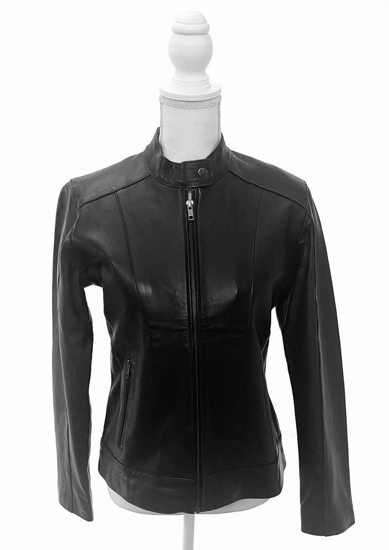 Emma Racer Black Leather Jacket
